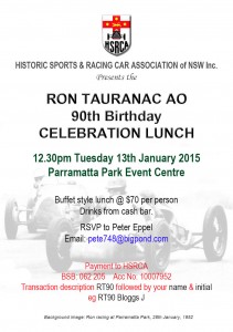 Ron Tauranac AO 90th Birthday Lunch
