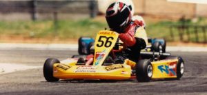 Tammie racing the Ladies Series Karts 1996