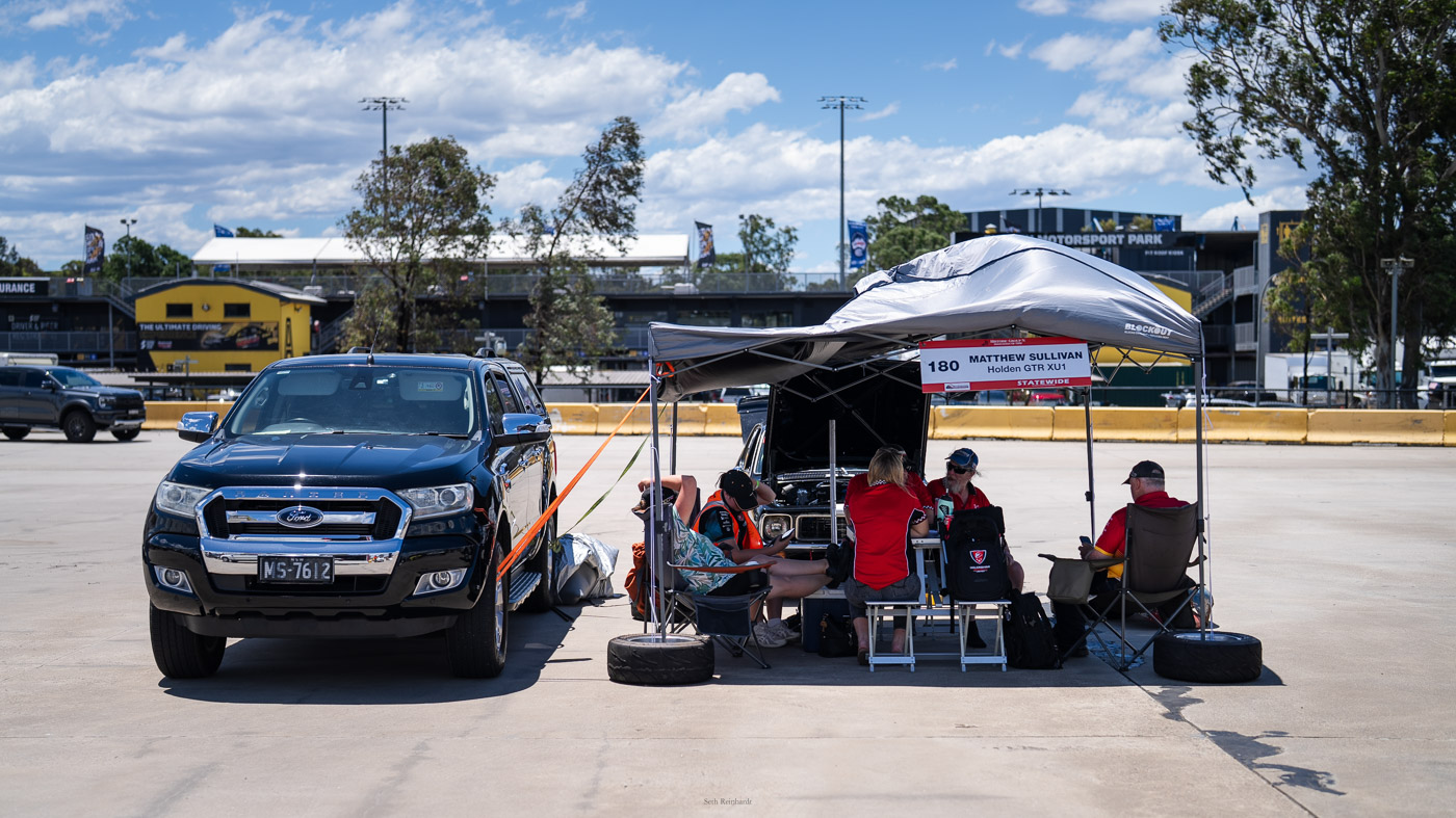 Taking shelter on the skid pan